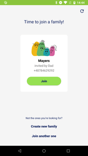 Android app, join family