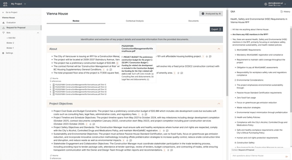 Extracted data overview with sources