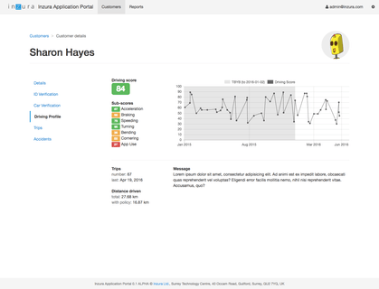 Admin Portal, Driving Profile