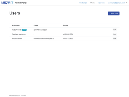 Mezrit Admin Web App - Users (maintenance module)